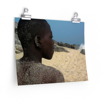 Boy Gazing On Beach